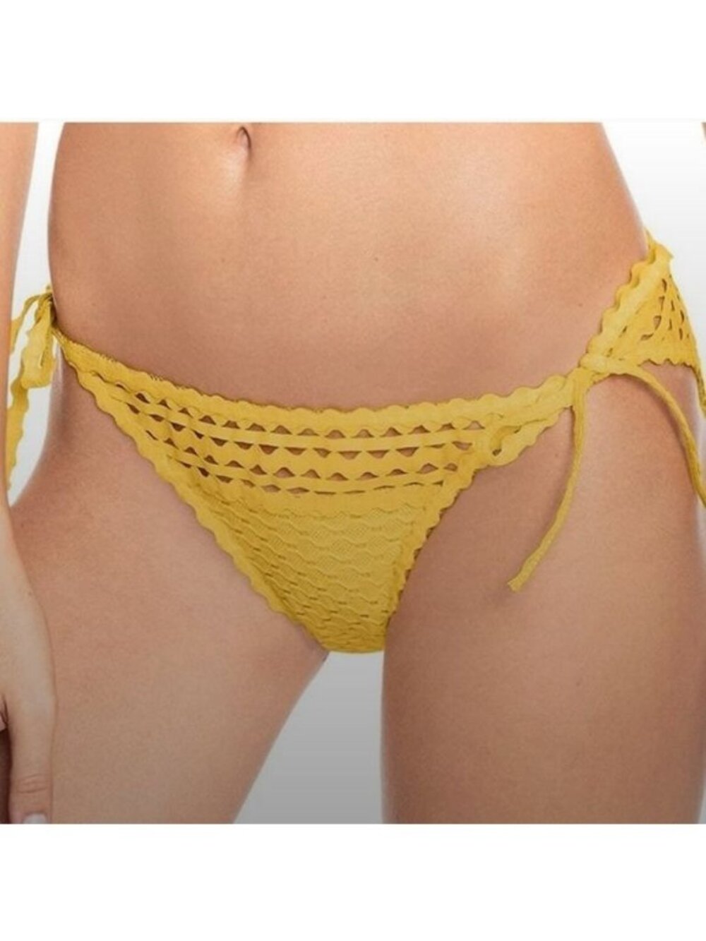 Robin Piccone Chira pique Side Tie Bikini Bottoms, Sun Glow, Medium